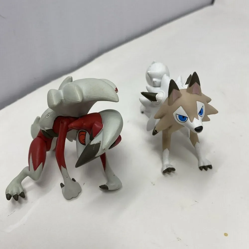 LOT OF 2: Pokemon Tankara Tomy Lycanroc Midnight & Midday Forms Nintendo Posable